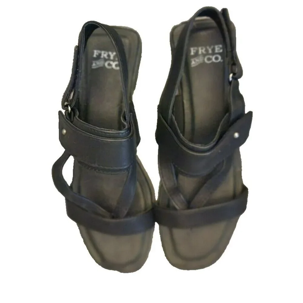 Frye and Co. Cassia Flat Sandals Black Adjustable Strap Size 6 M - Picture 5 of 9